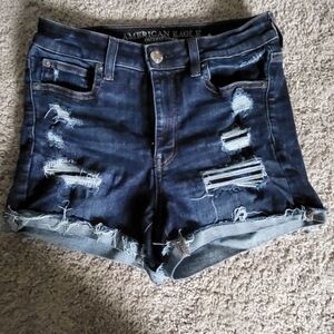 American Eagle Outfitters Blue Distressed Jean Shorts